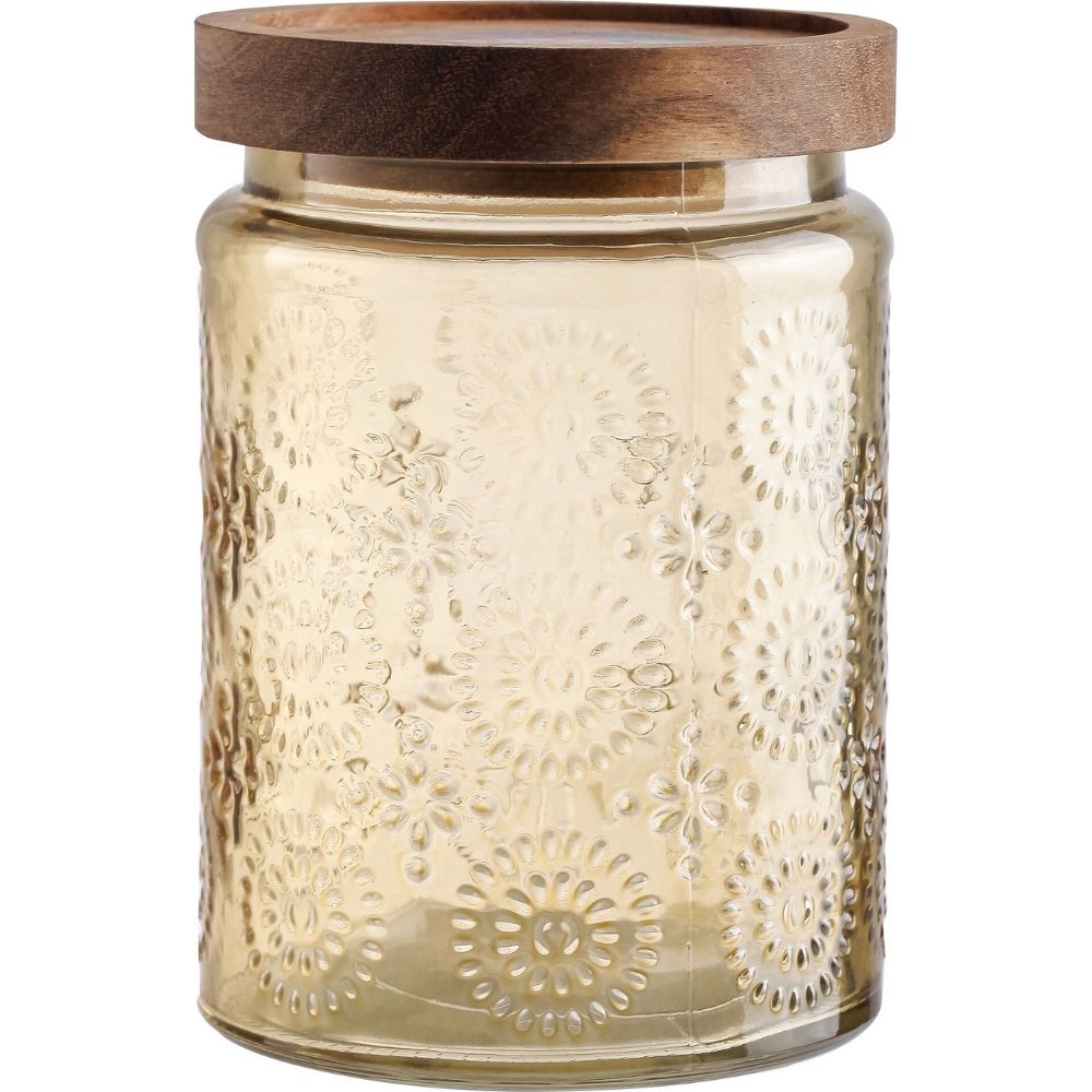 Bocal en Verre Gravé Jaune Kasa 10x14cm
