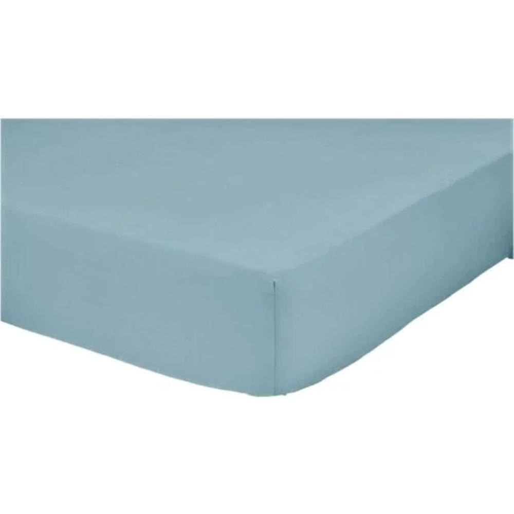 [553046] Drap Housse Bleu Clair 100% Coton Tex Home 160x200cm
