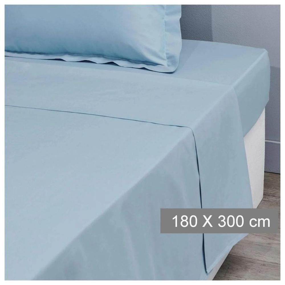 [569382] Drap Plat Bleu Clair 100% Coton Tex Home 180x300 cm