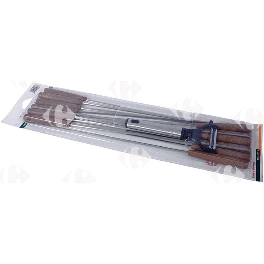 Série de Broches Inox à Manche en Plastique Lamacom 12 unités + Eplucheur.