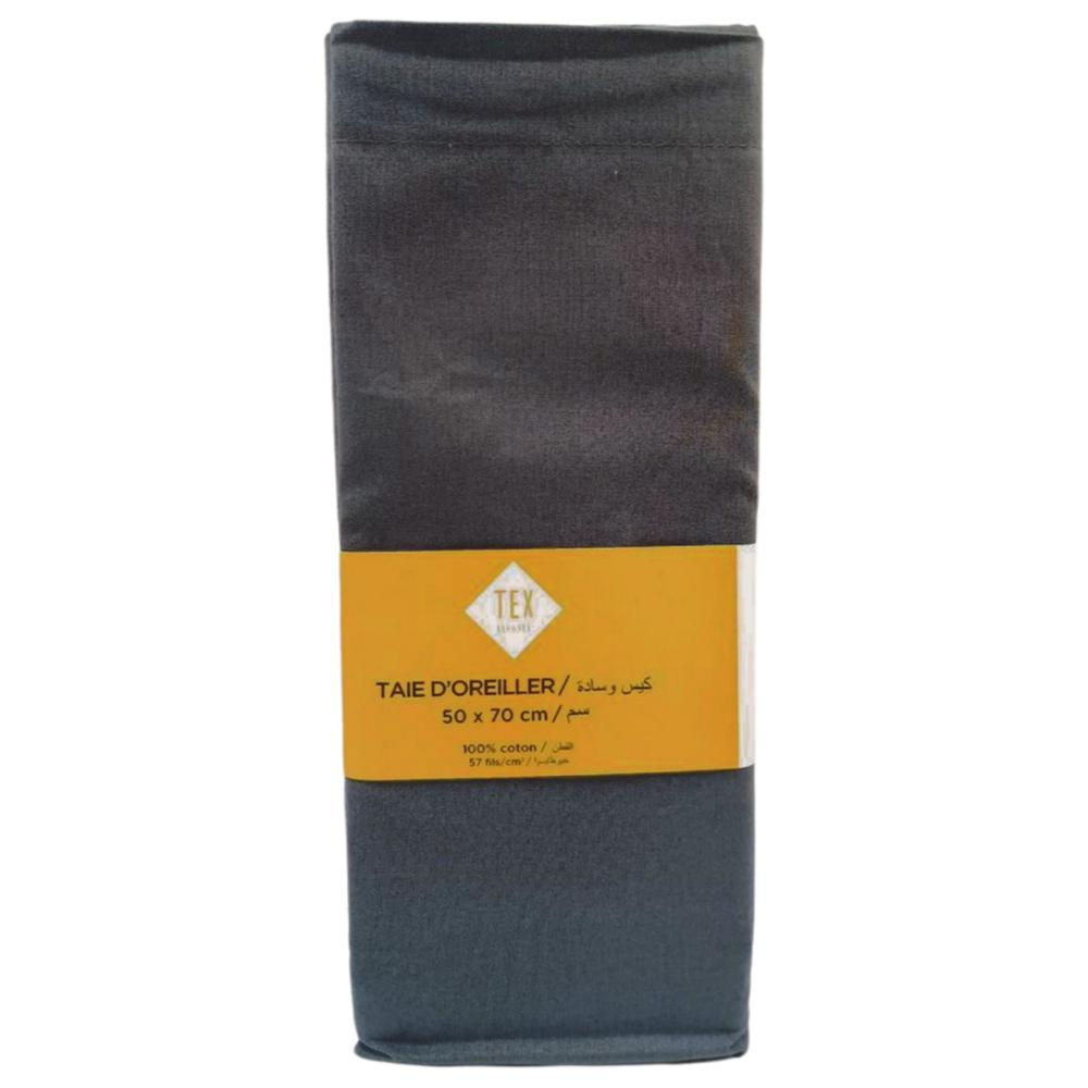 Taie d'Oreiller Gris 100% Coton Tex Home 50x70cm