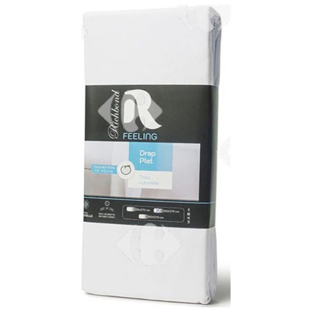 [685010] Drap Plat en Microfibre Blanc 100% Cotonelle Richbond 240x270cm