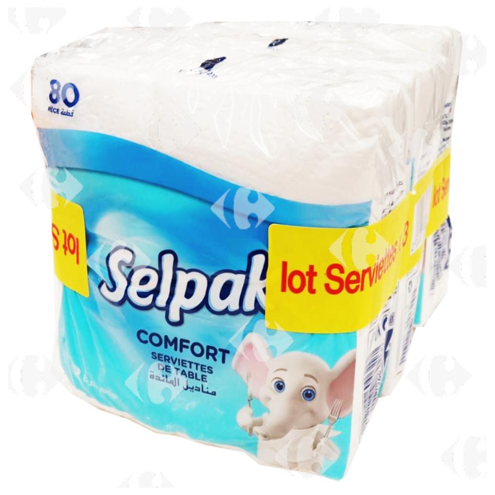 [696423] Lot de 3 serviettes de table Selpak 30x30cm 80 unités