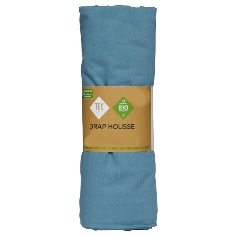 Drap Housse Percal Bleu Tex Home 180x200 cm