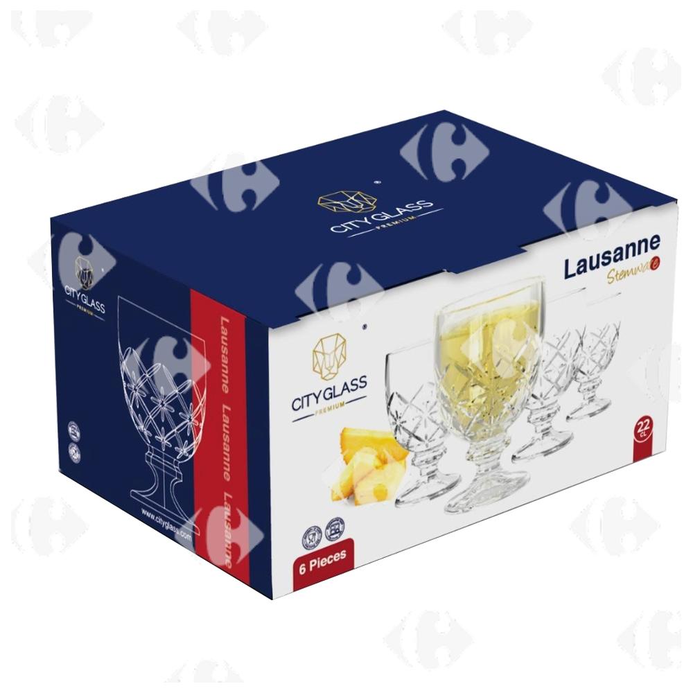 [704958] Verre à pied gravé Lausanne 22cl 6 unités.