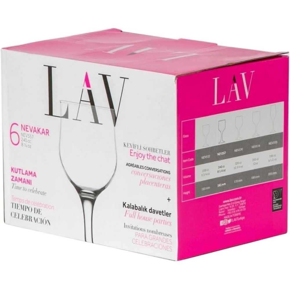 [515311] Llot de 6 Verres de vin Lav Nevakar Clear 240ml