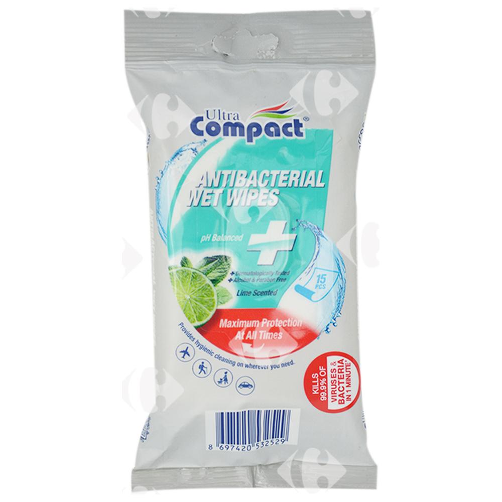 Lingettes Antibactériennes Ultra Compact 15 feuilles