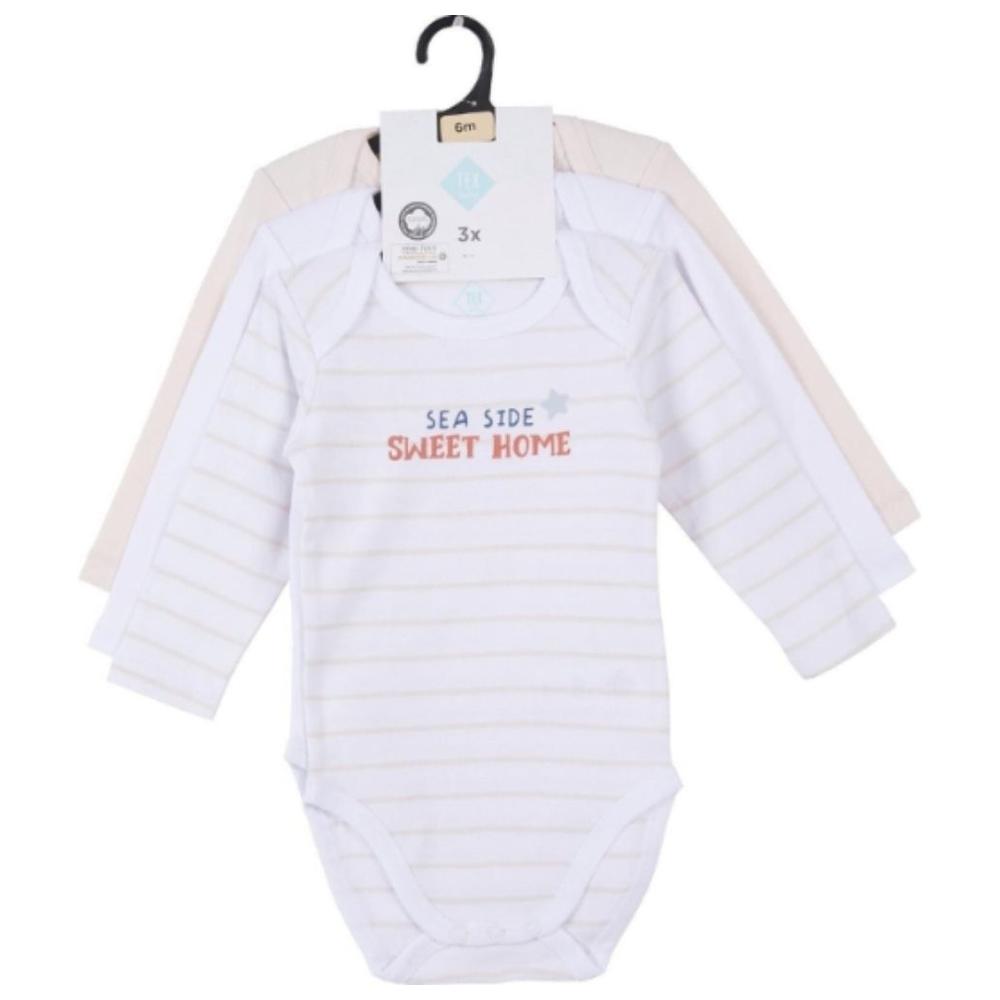 Body pour Bébé Fille Manches Longues en Rose Tex Home 3 pièces