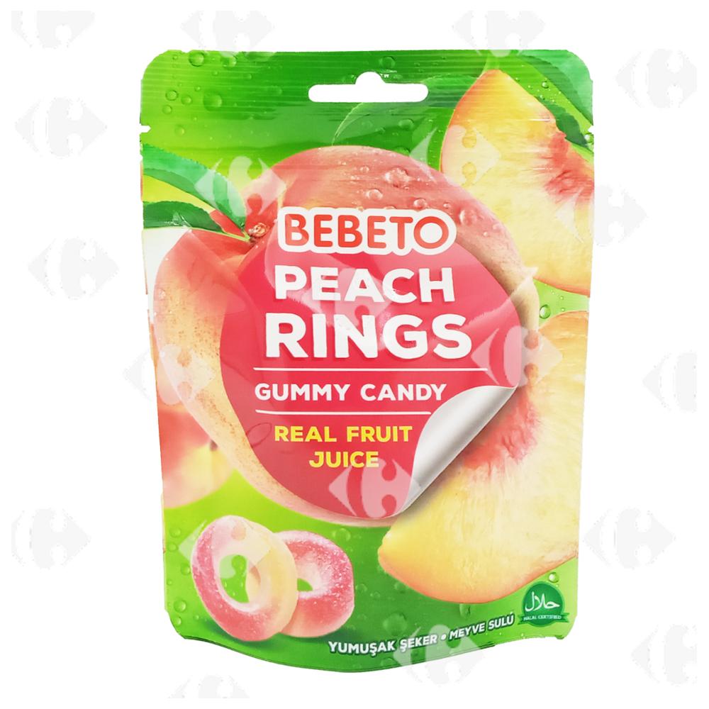 [689100] Gommes Peach Rings Fruit Juice Bebeto 60g