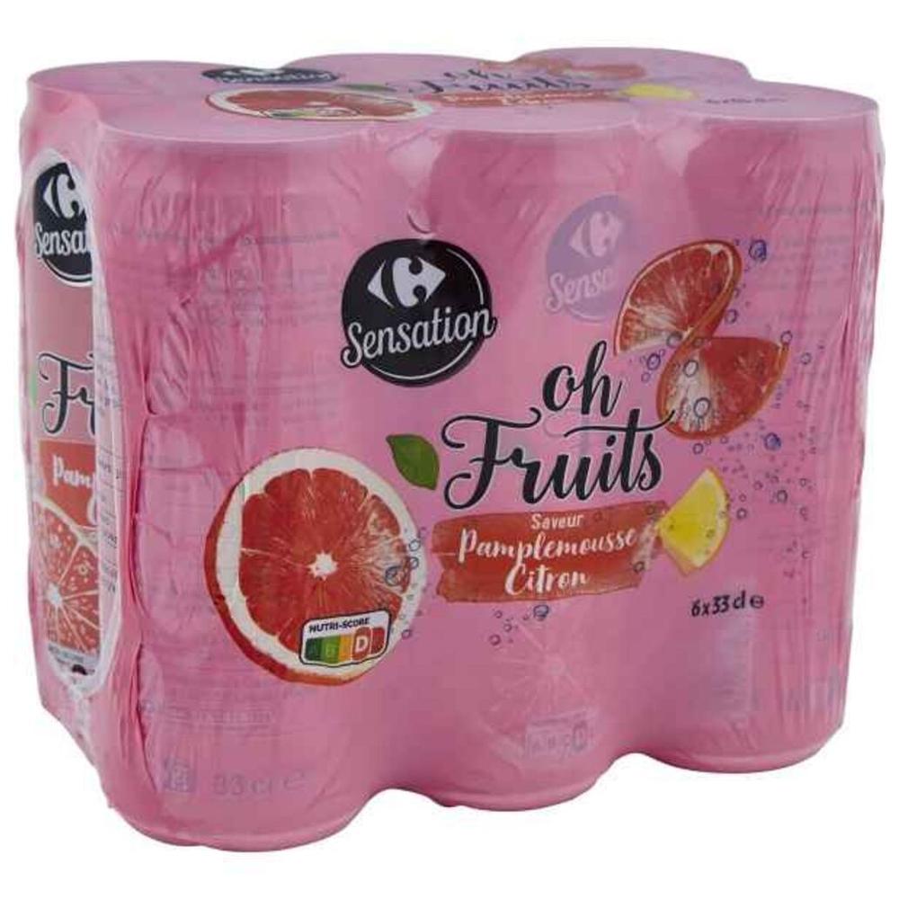 Boisson Gazeuse Pamplemousse Citron Carrefour 6x33cl.