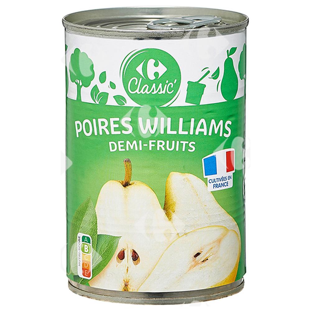 Conserve de Poires Williams Demi-Fruits Carrefour 412g