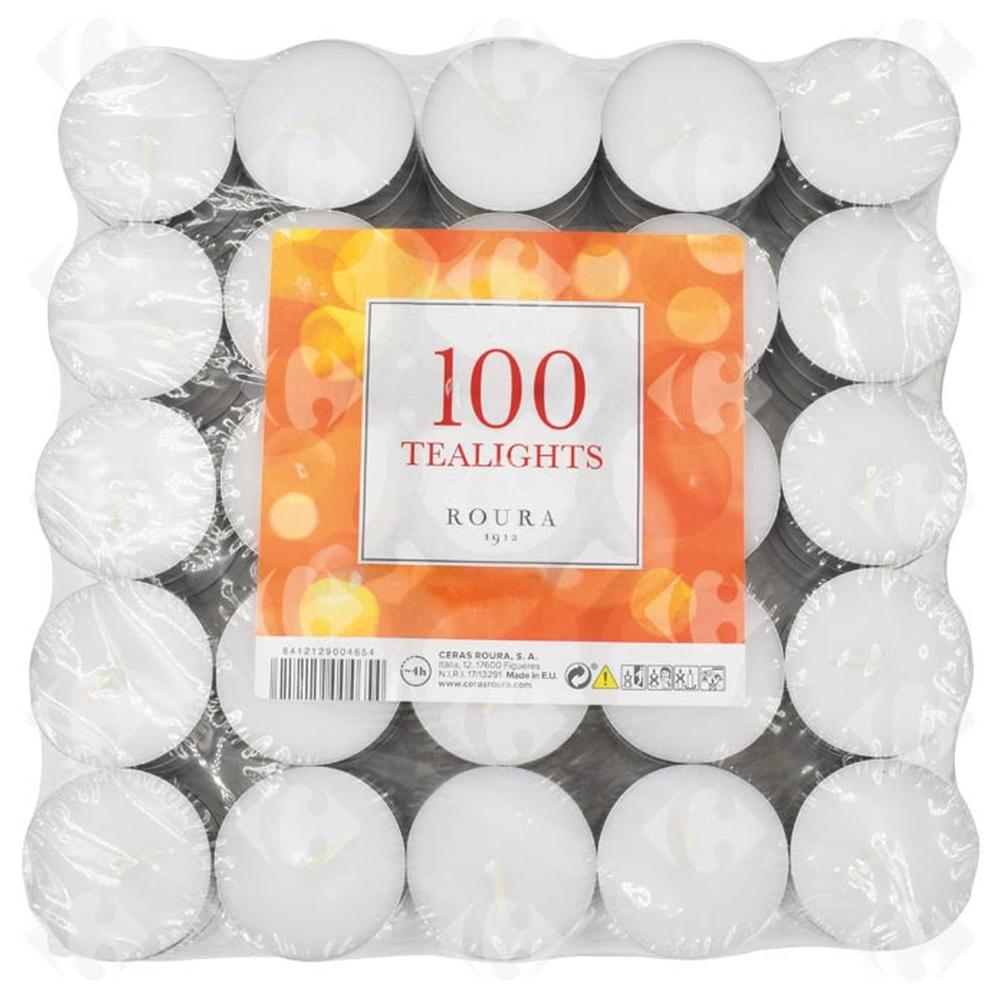 [505837] Bougies Chauffe Plats Roura 4h - 100 pièces.
