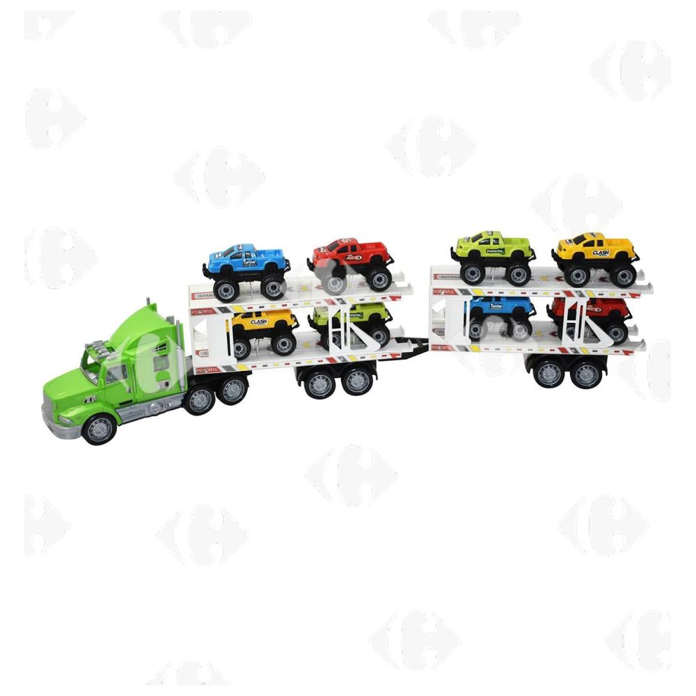 Jeu de Camion Transporteur avec 8 Voitures Speed Track 68cm