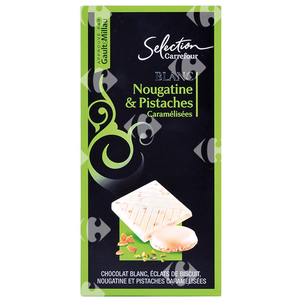 Tablette Chocolat Nougatine Pistache Carrefour Select 100g