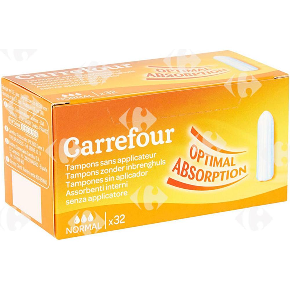 Tampons Sans Applicateur Normal Carrefour 32 unités