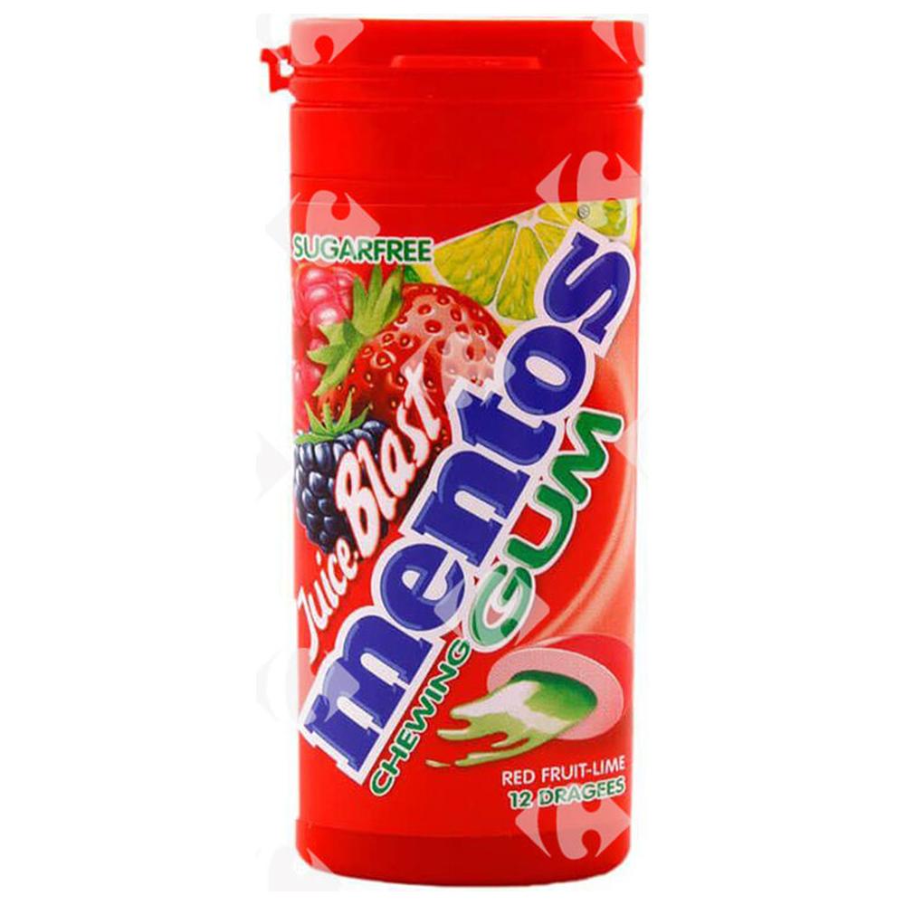 Chewing-Gum Fourré Fruits Rouges sans Sucres Mentos 12 unités
