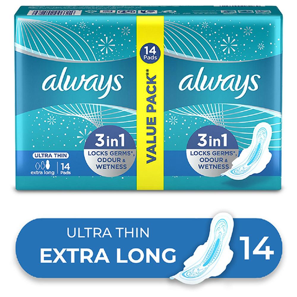 [31927] Serviettes Hygiéniques 3 en 1 Ultra Thin Extra Long Always 14 unités