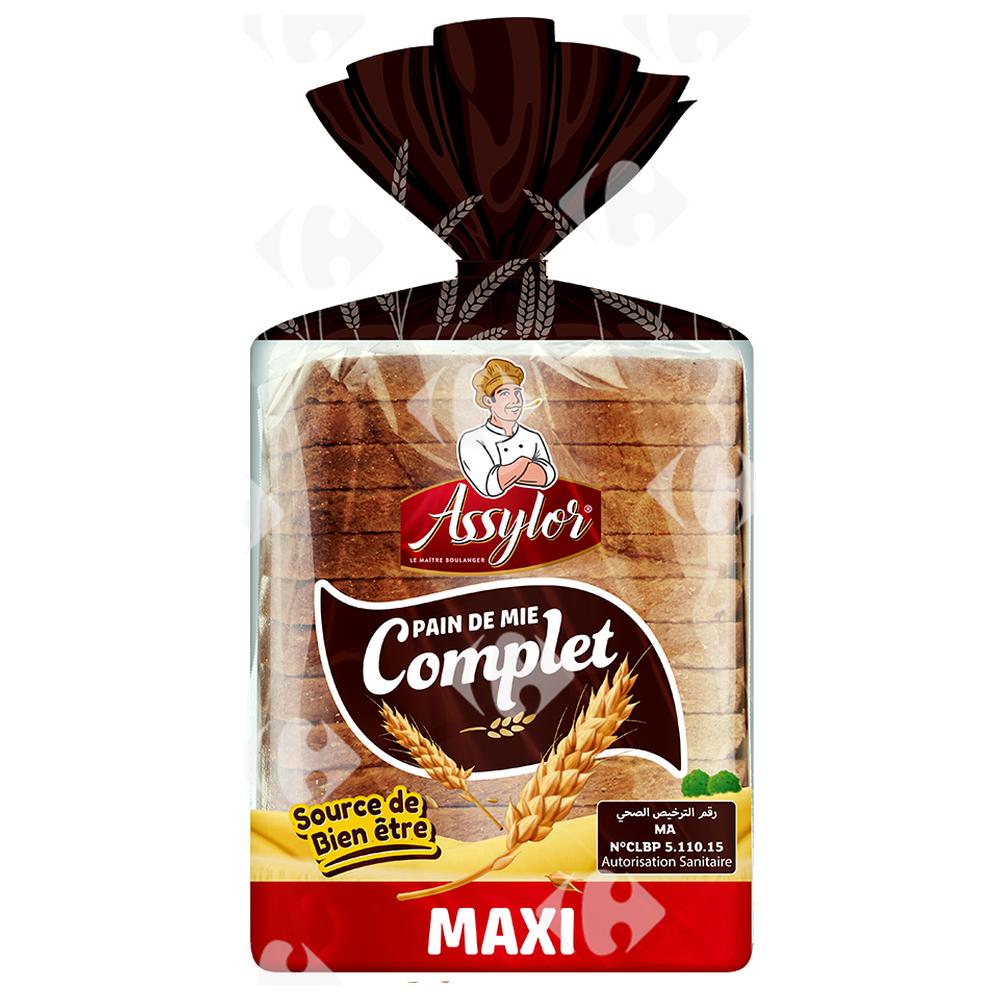 Pain de Mie Familial Complet Assylor 15 tranches 520g.