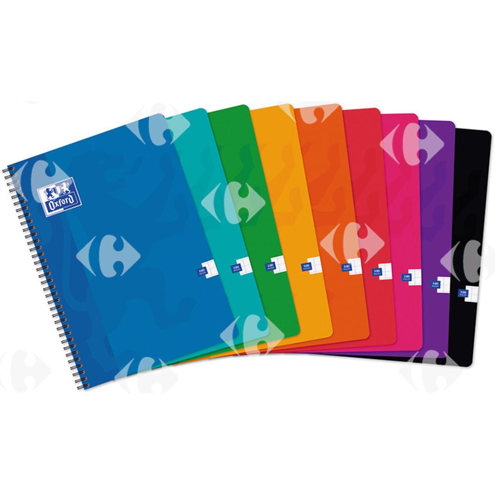 Cahier à Spirale A4 21x29,7cm Grands Carreaux Seyès Oxford 100 pages