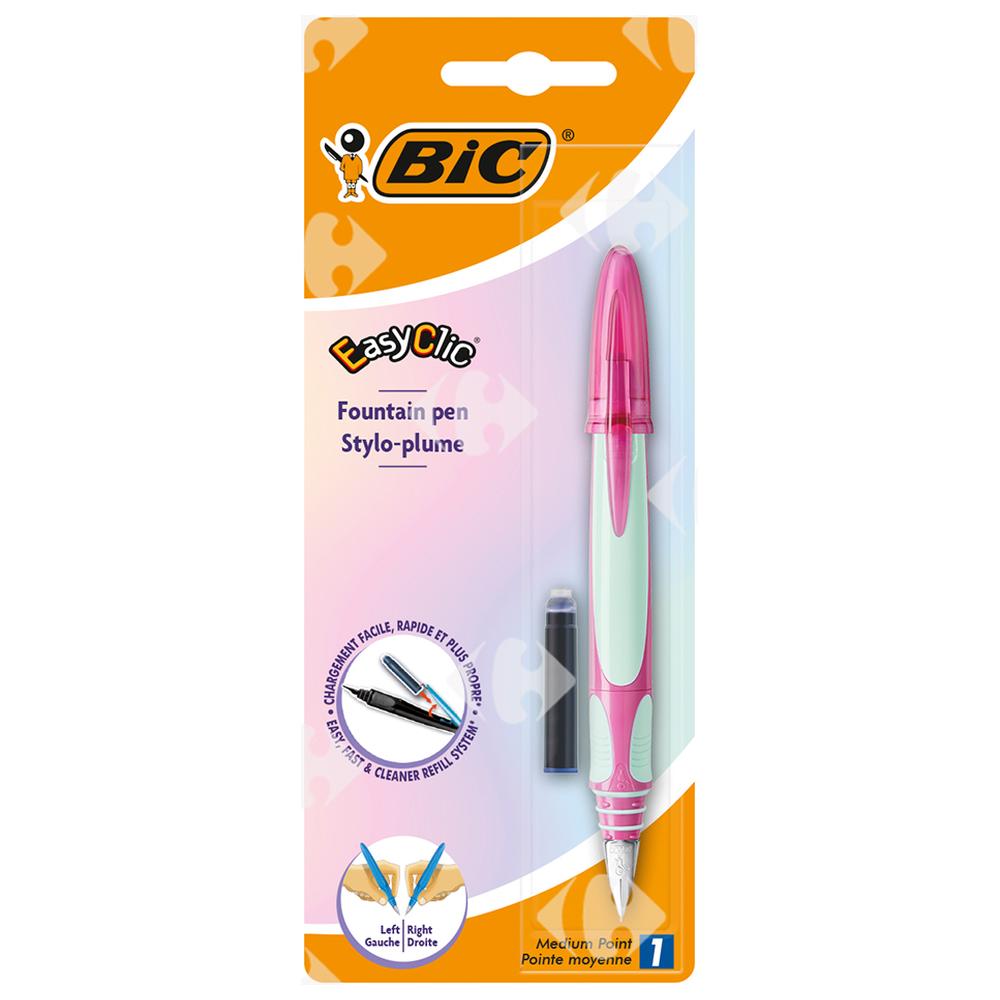 [216182] Stylo Plume EasyClic Medium + Cartouche d'Encre Bleu BIC