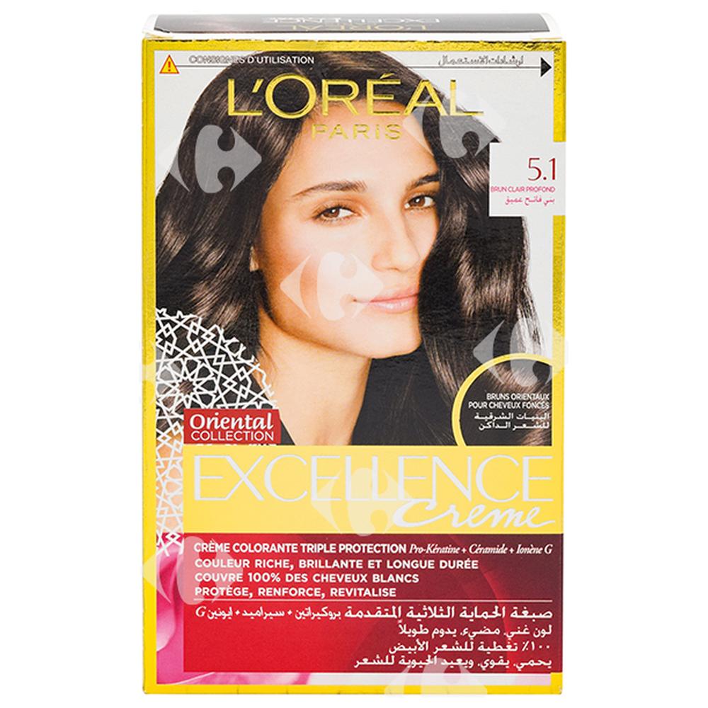 Coloration Crème Brun Clair Profond 5,1 Excellence.
