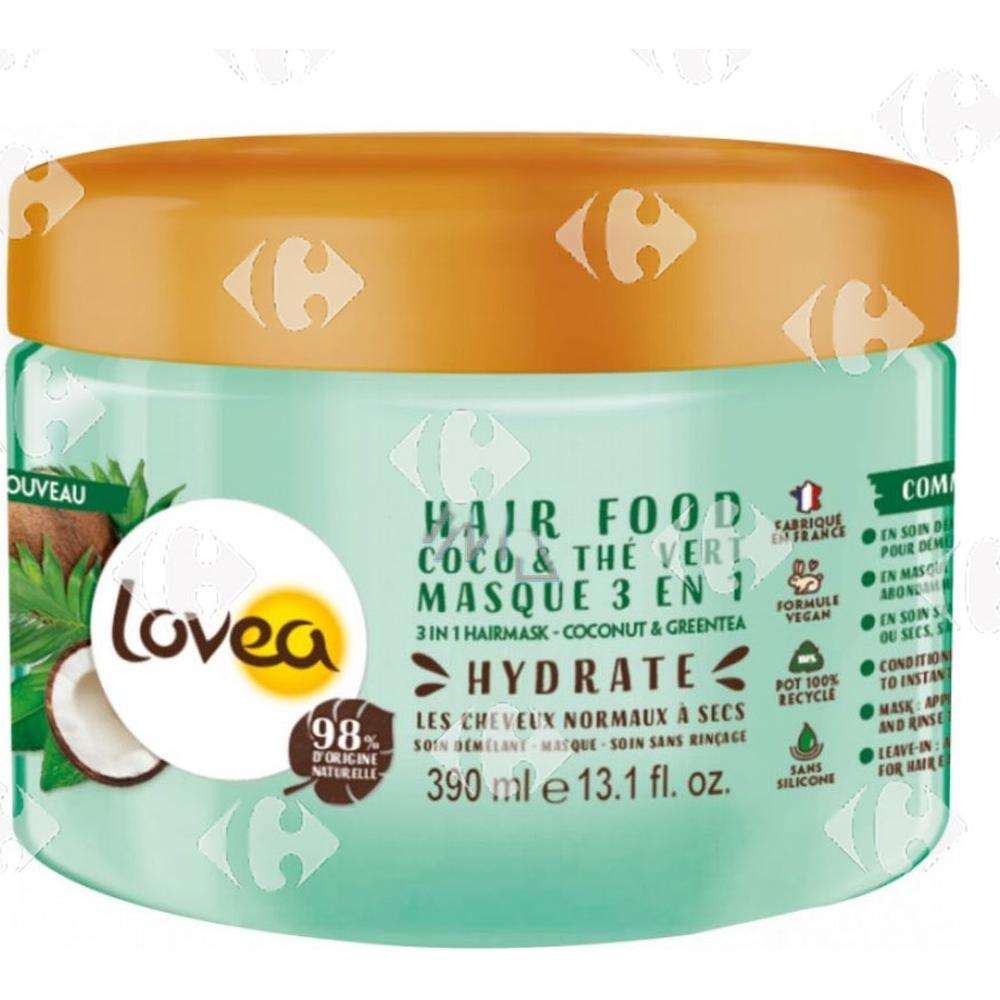 Masque 3 en 1 Hair Food Coco & Thé Vert Lovea 390ml.