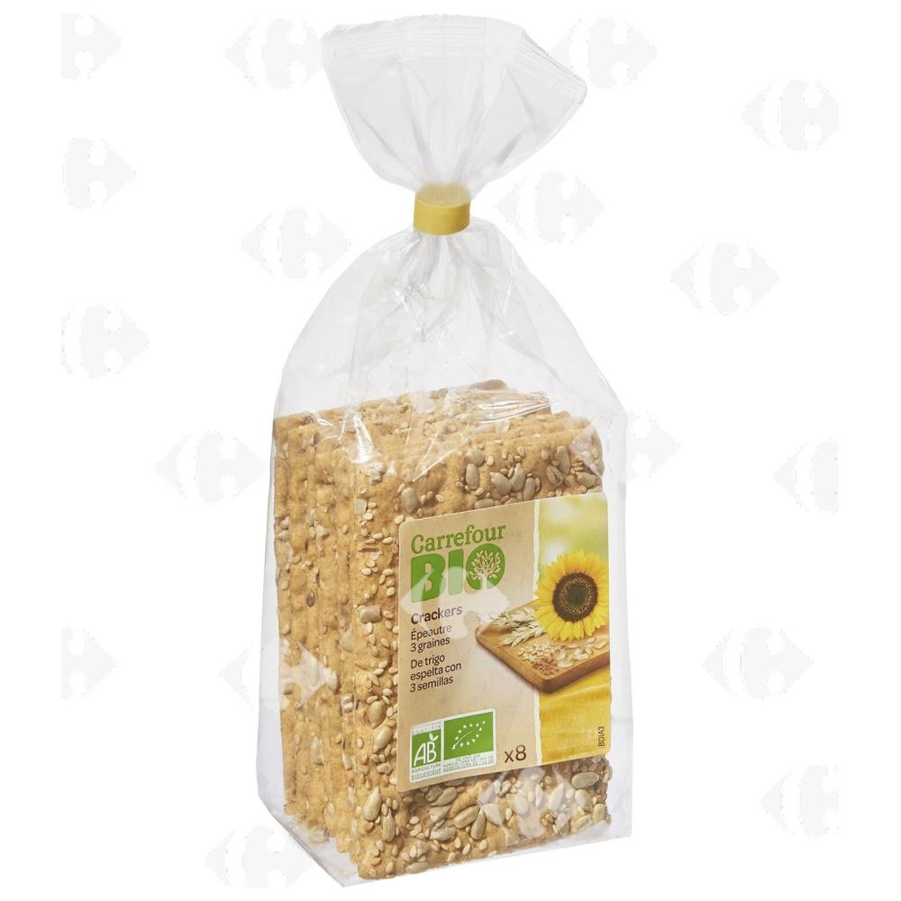 Crackers Bio Épeautre 3 Graines Carrefour Bio 8x200g