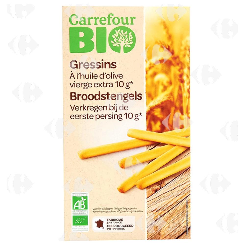Gressins Bio à l'Huile d'Olive Vierge Extra Carrefour Bio 125g.