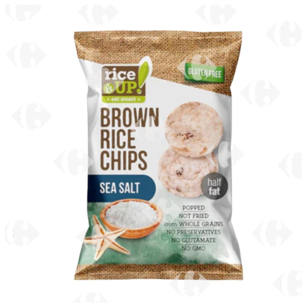 [673060] Chips de Riz Brun Arôme Sel de Mer Sans Gluten Rice Up 60g.