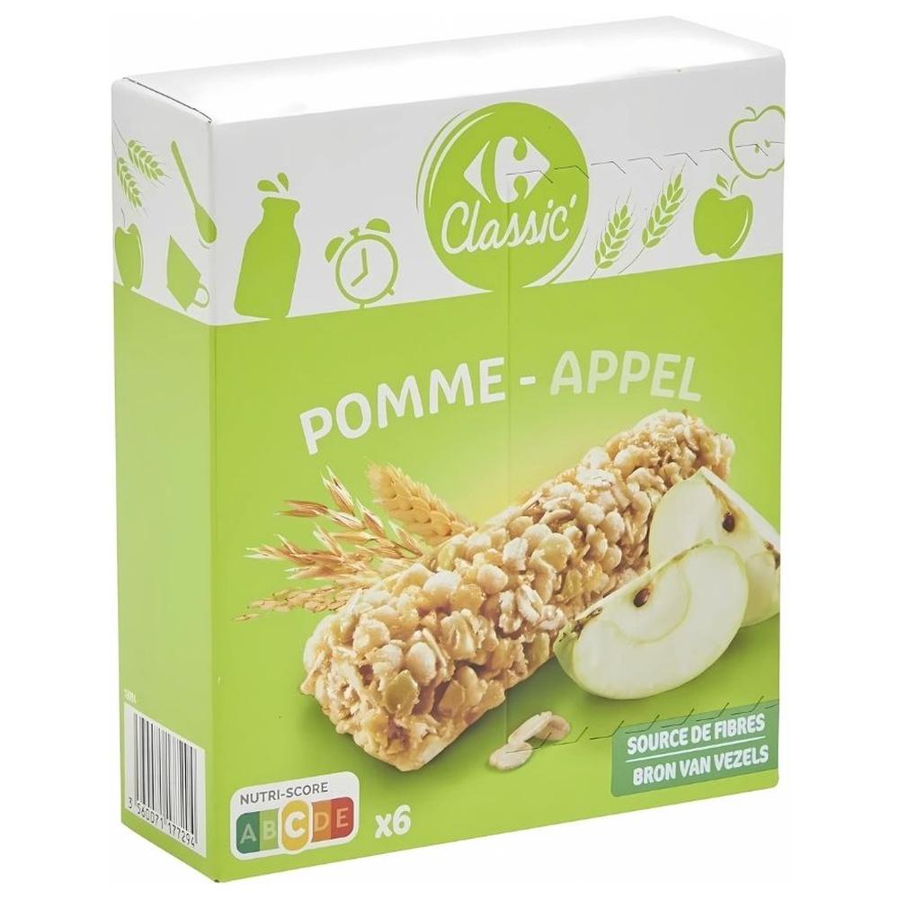 Barres de Céréales Saveur Pomme Verte Carrefour Classic 126g