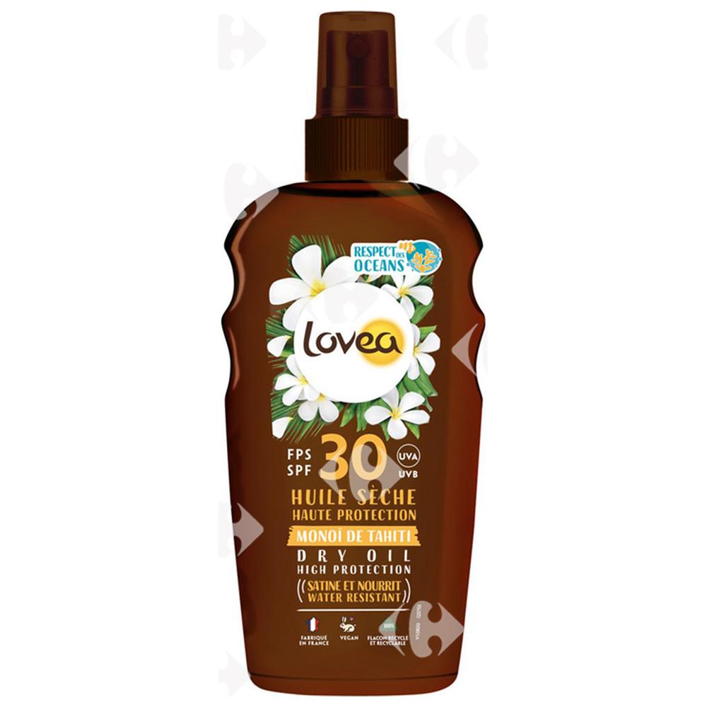 Huile Sèche Haute Protection SPF 30 Monoï De Tahiti Lovea 150ml.