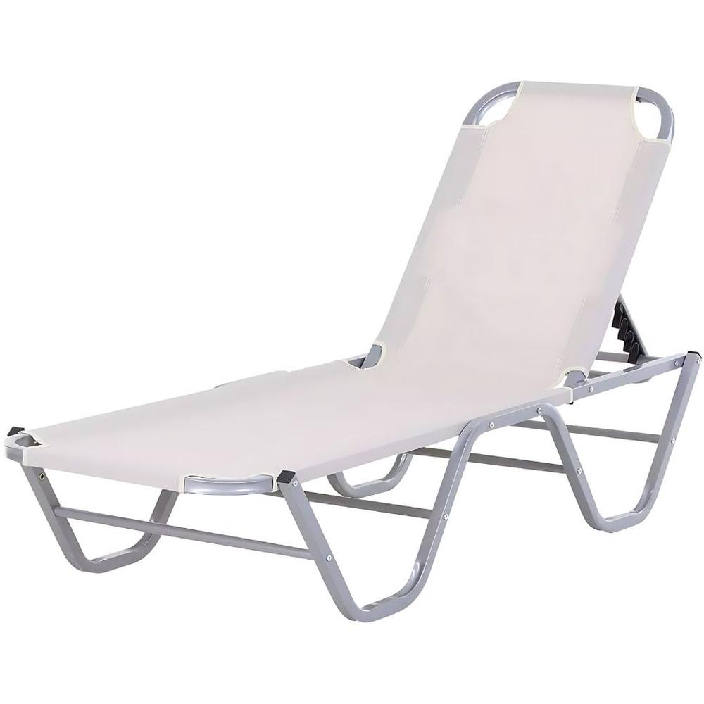 [674856] Bain de Soleil Transat Multiposition Aluminium Gris Jasmin 192x59x29cm