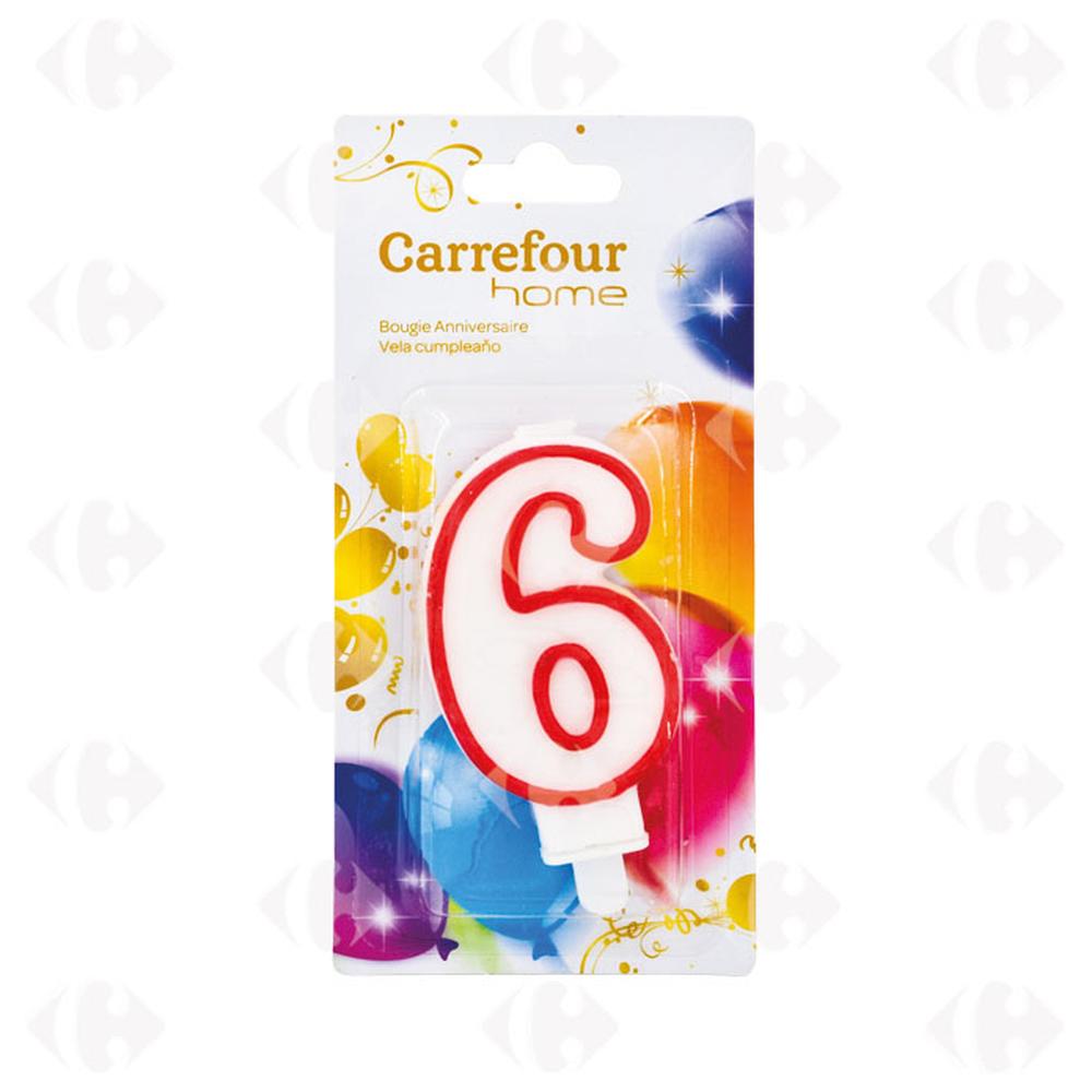 Bougie d'Anniversaire Chiffre 6 Carrefour Home 1 unité
