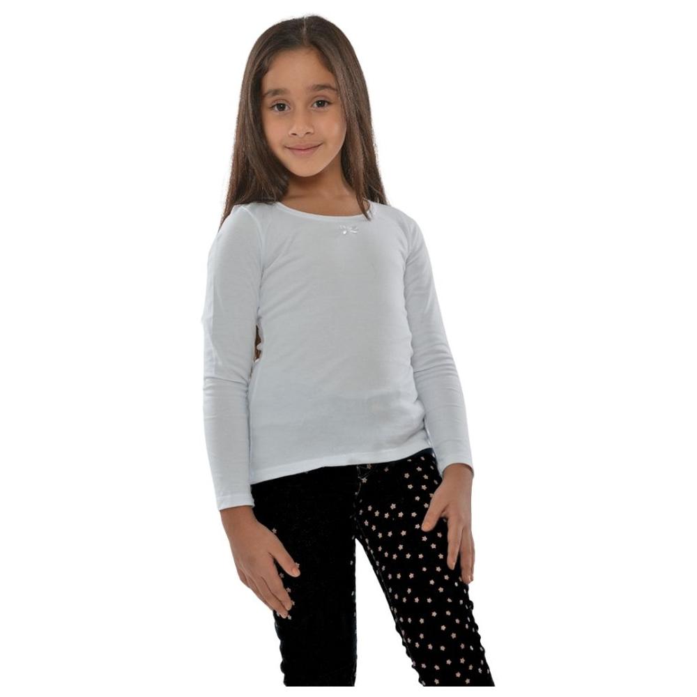Pull Fille à Manches Longues Col Rond Blanc - 8 Ans