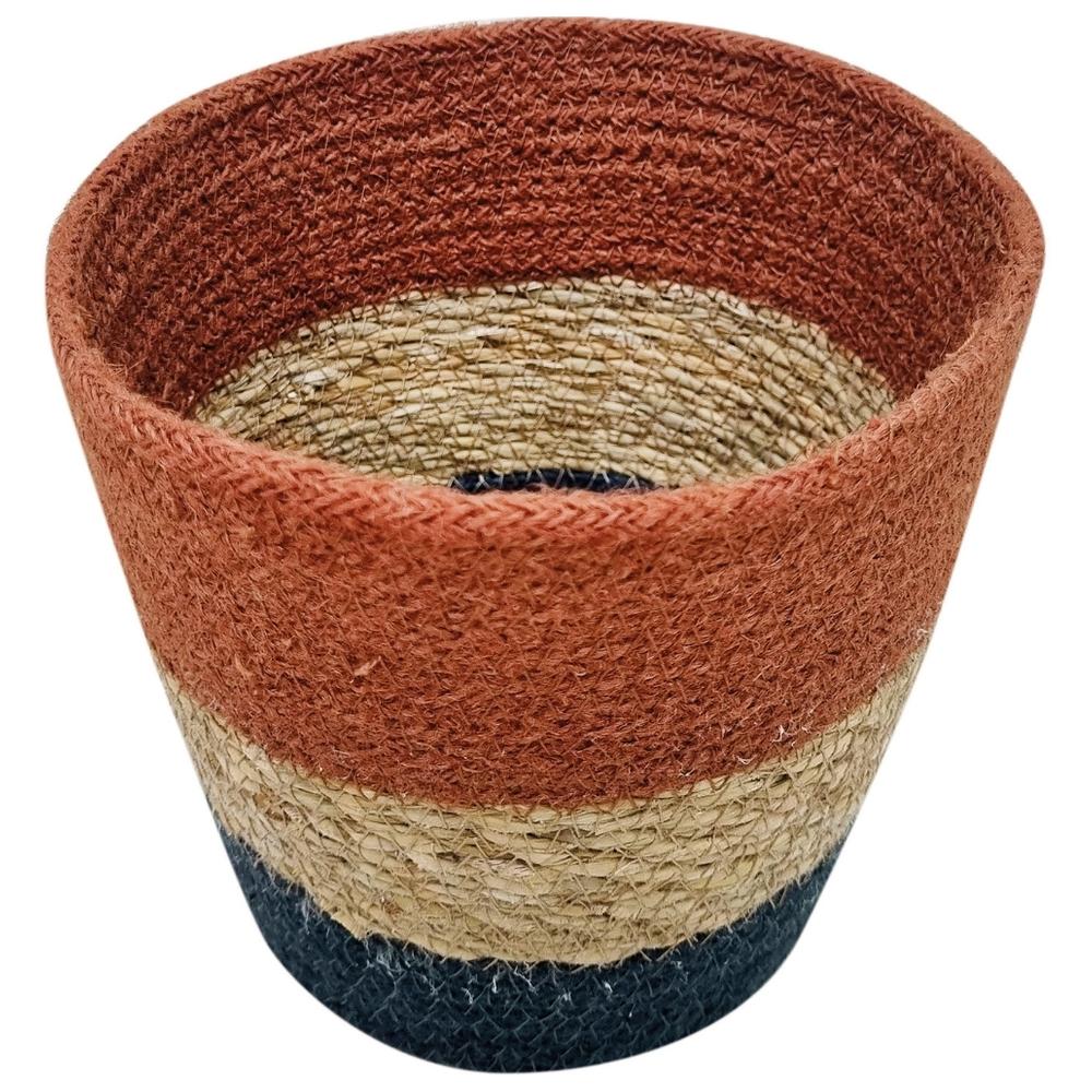 Panier à Bandes Bleu/Rouge/Écru Petite Jute Kasa