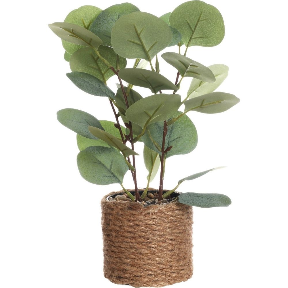[730664] Pot Jute Feuilles Vertes Artificielles Kasa 24cm