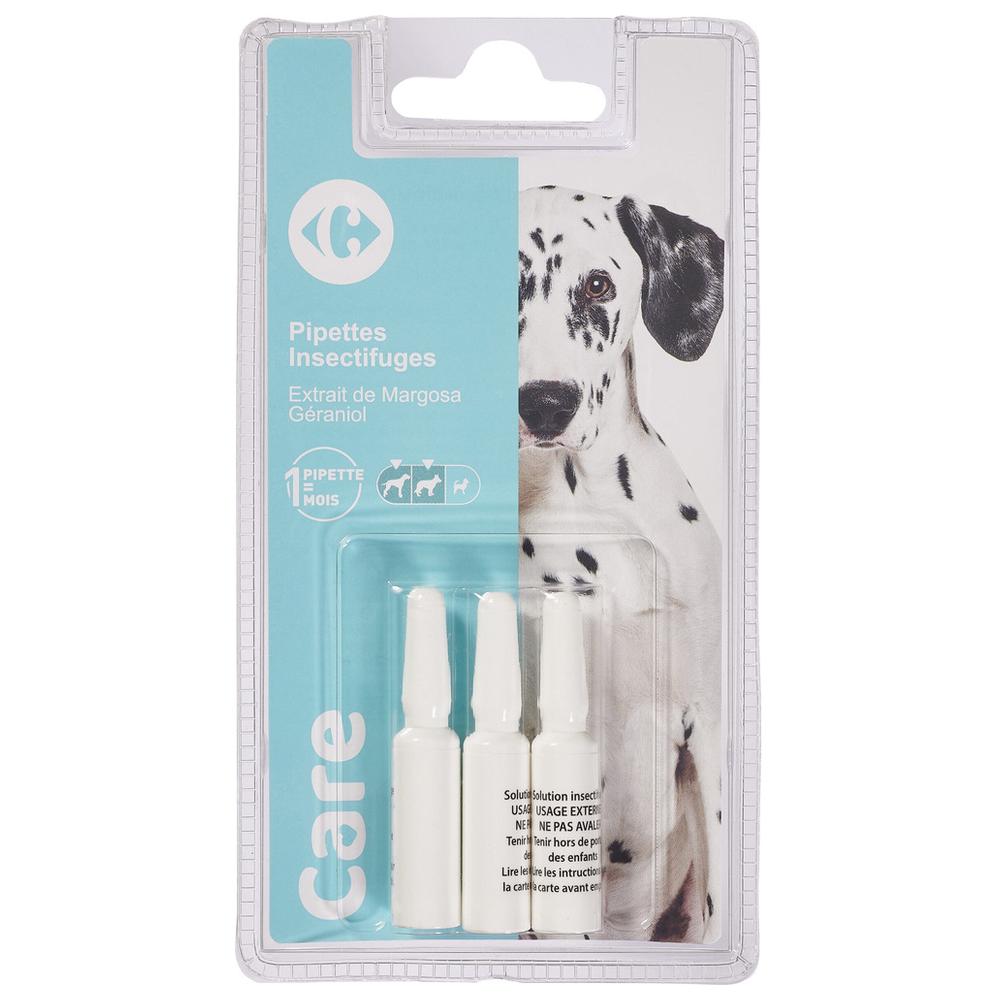 Antiparasitaire pour chien grand pipettes insectifuges Carrefour 3 unités
