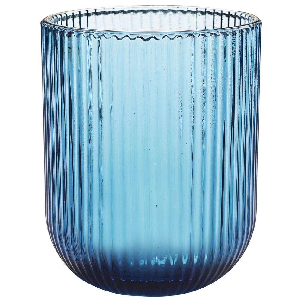 [730411] Verre à Eau FB Kasa Bleu Rayé Côtelé 27cl 1 unité