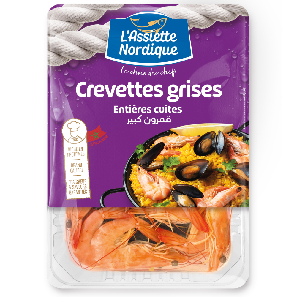 Crevettes Grises Entières Cuites L'Assiette Nordique 100g