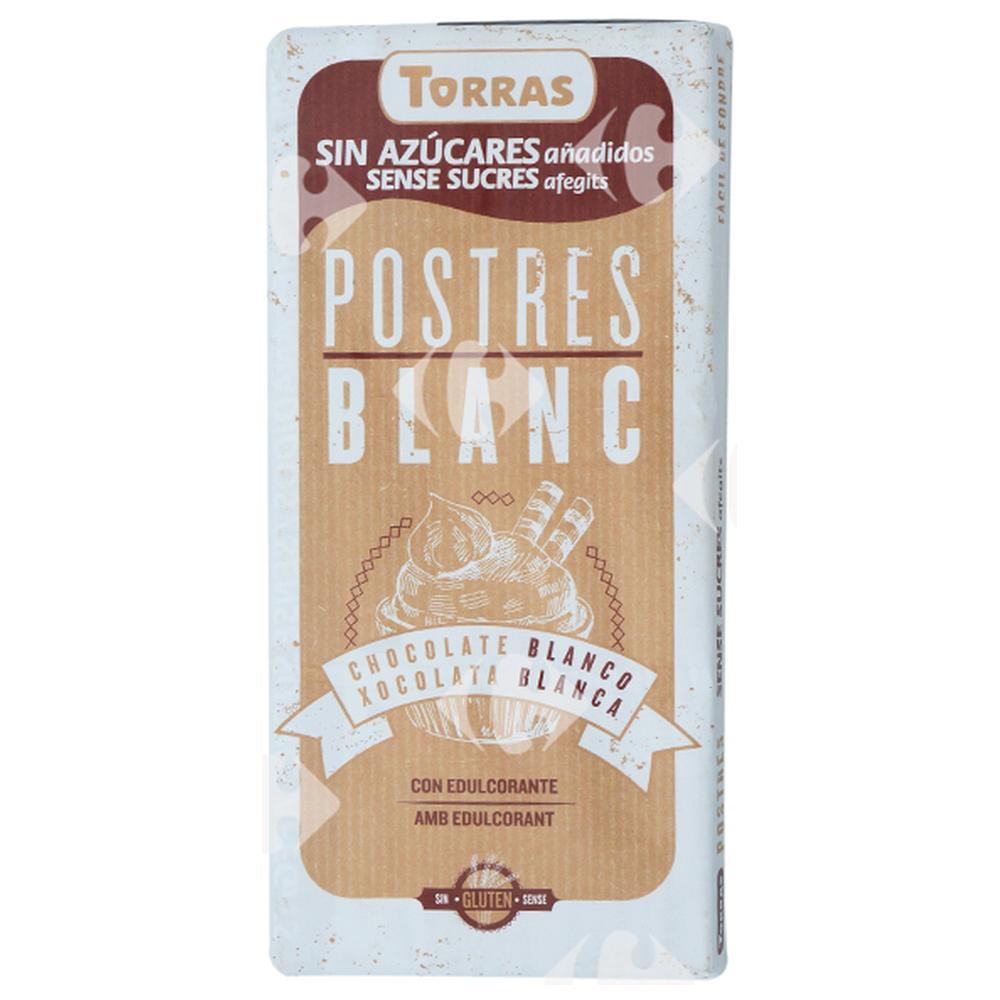 Chocolat Pâtissier Blanc sans Sucre Torras 200g.