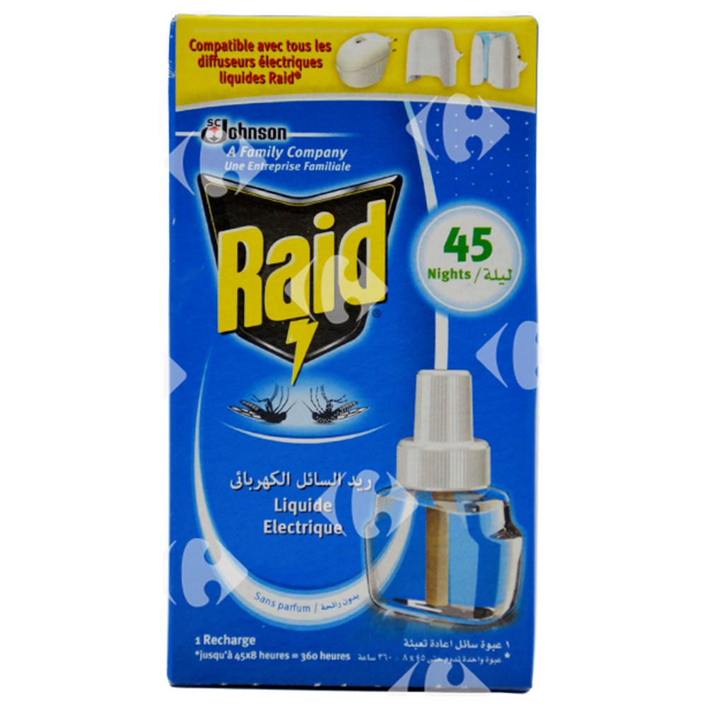 Recharge Liquide Insecticite Antivolant Raid 45 Nuits.