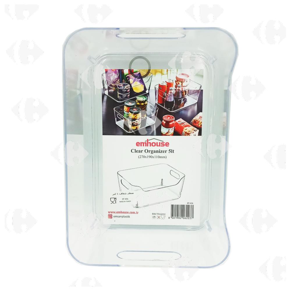 Organisateur de réfrigérateur transparent 27x11x19cm.