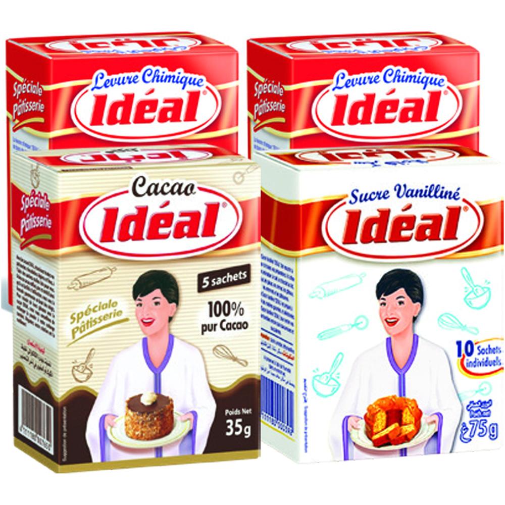 [404539] Lot de 2 Levures Idéal + Sucre Vanille Idéal + Poudre de Cacao Idéal