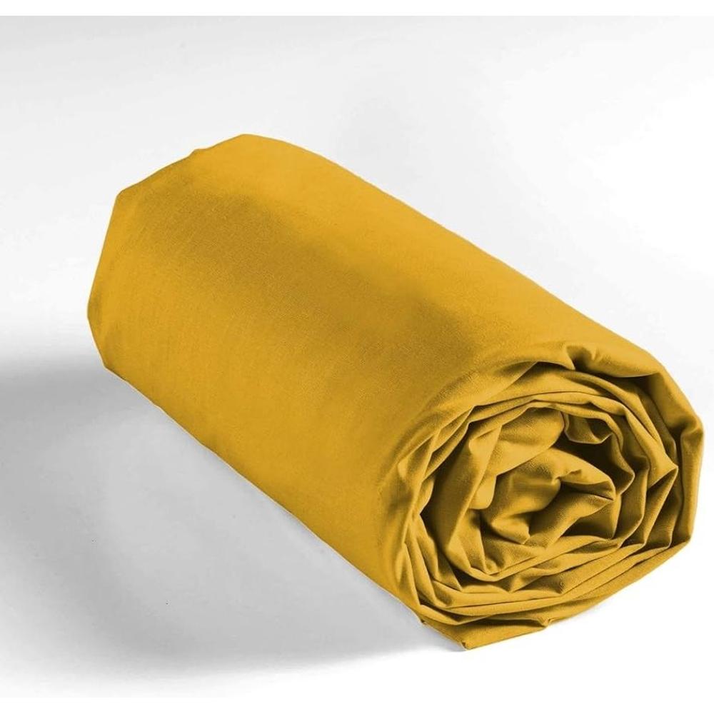 [703346] Drap Housse Jaune Tex Home 180x200 cm