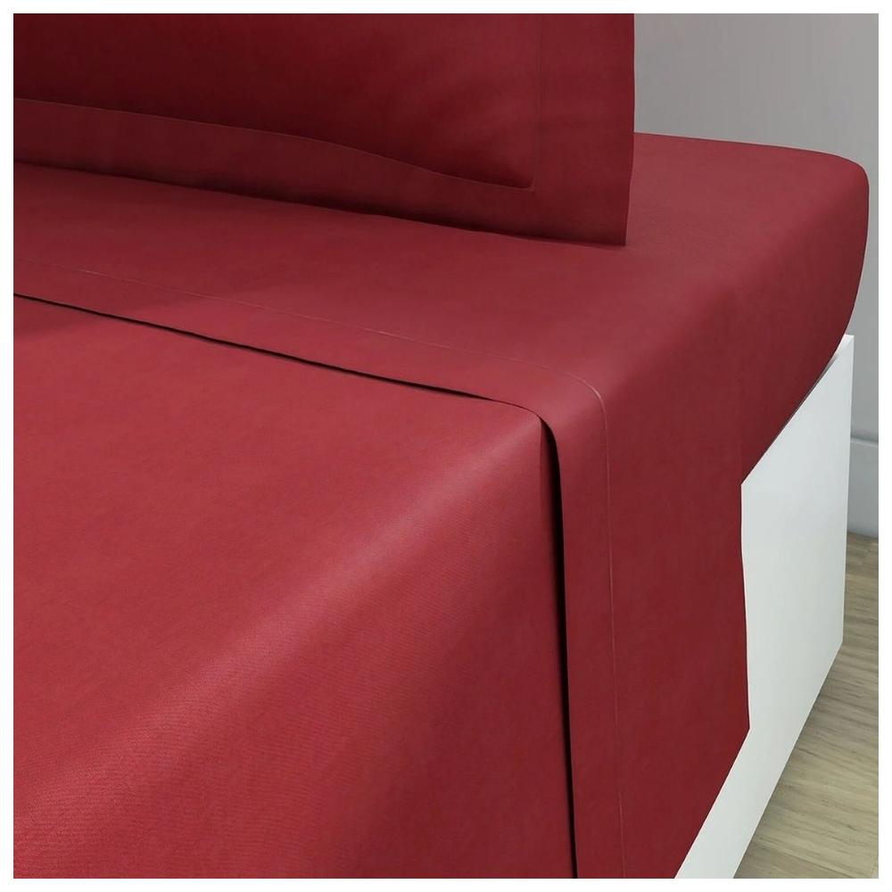 [703328] Drap Plat Framboise en Percale de Coton Bio Tex Home 240x300 cm