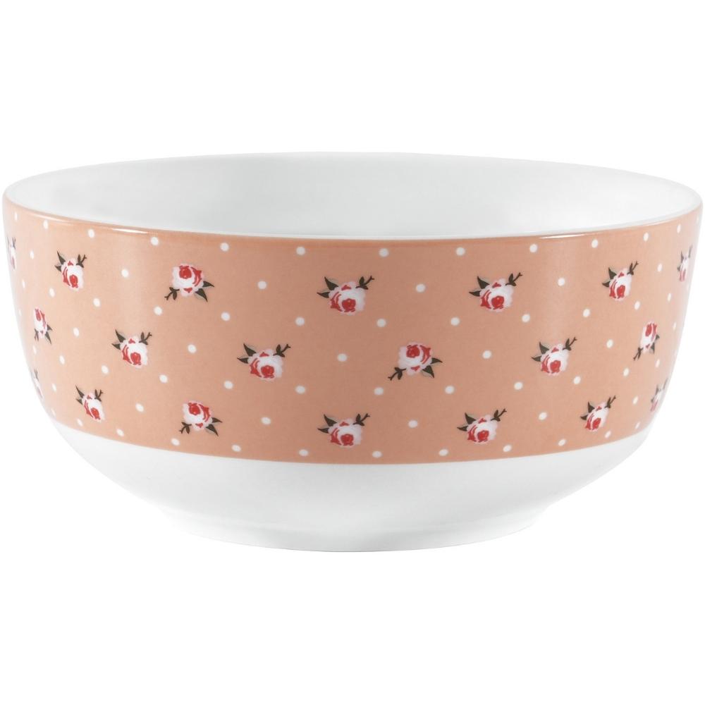 [722649] Bol en Porcelaine Rose avec Fleurs Rose Kasa 13 cm