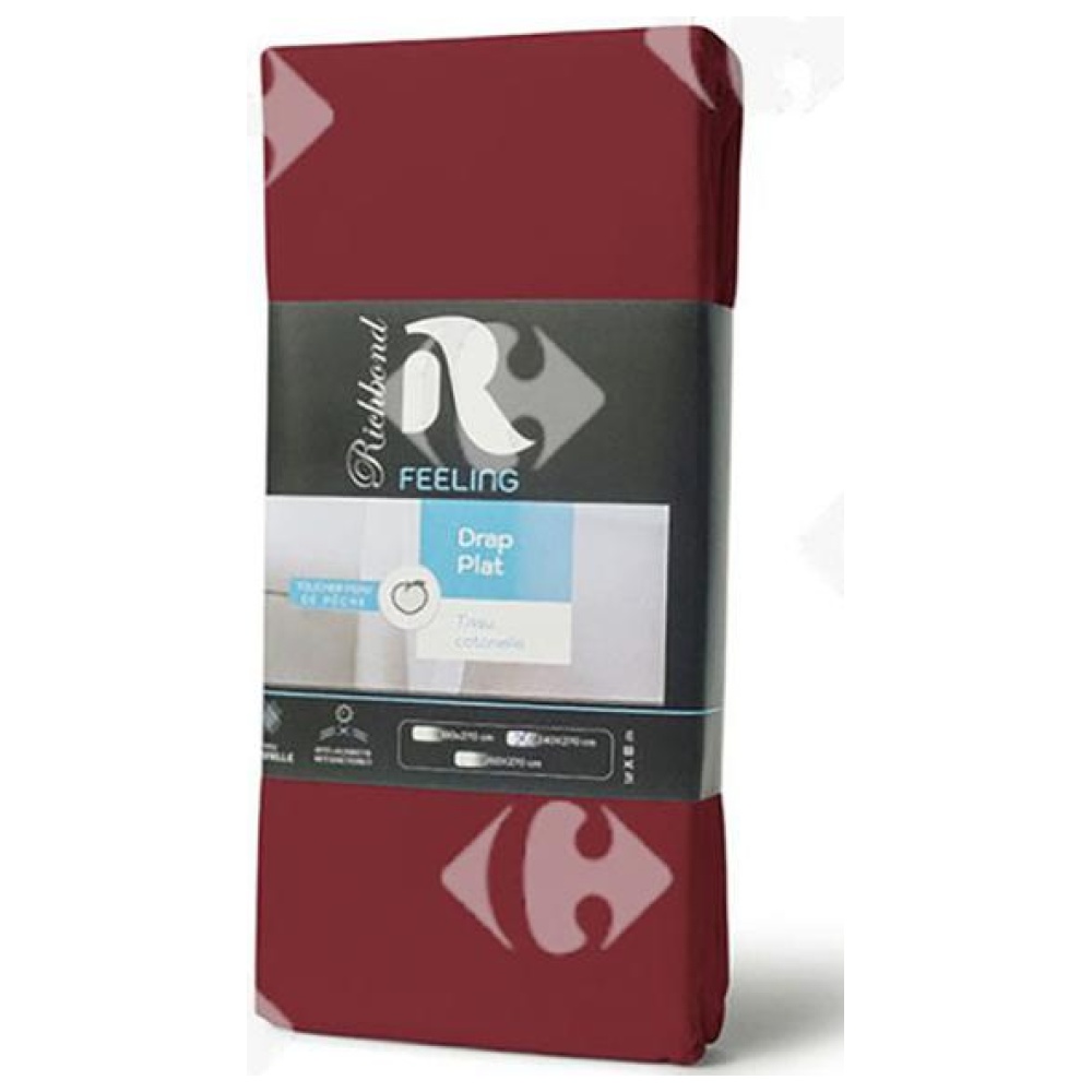 Drap Plat en Microfibre Grenat 100% Cotonelle Richbond 240x270cm.