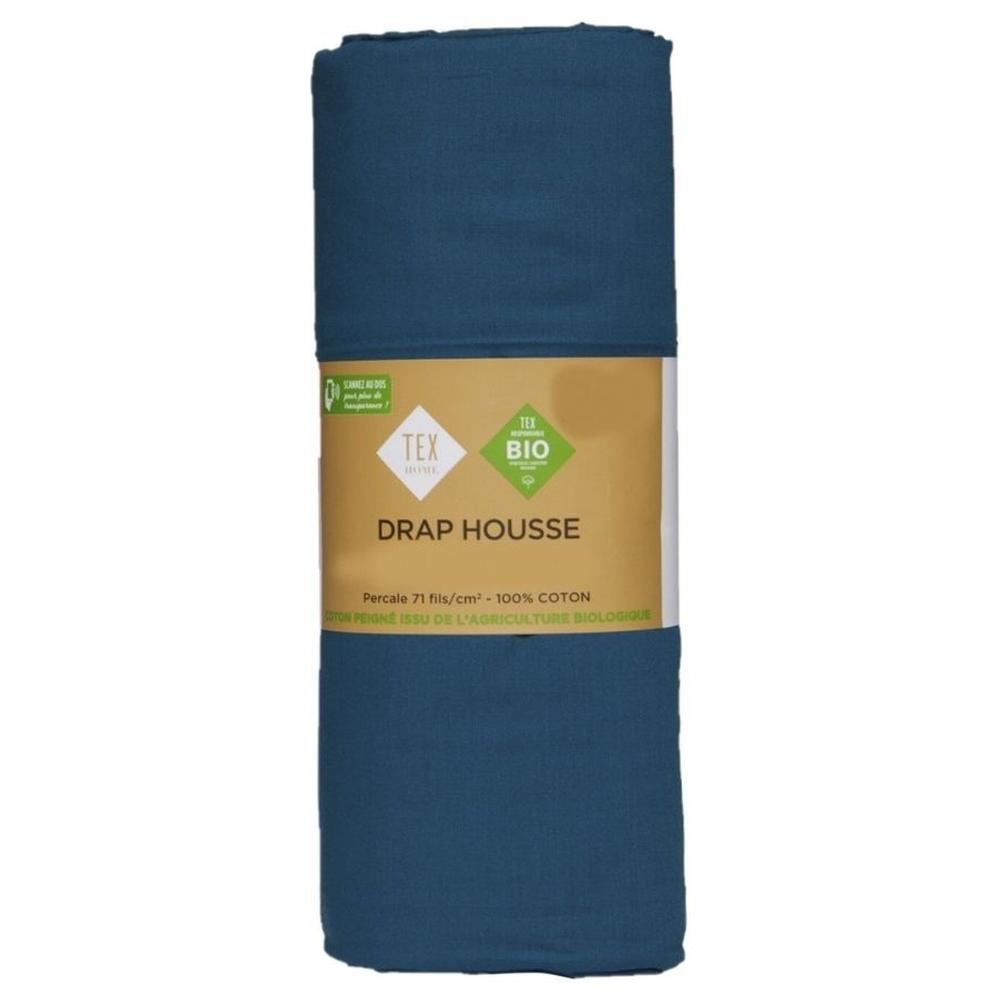 [702598] Drap Housse Bleu Foncé Tex Home 180x200 cm