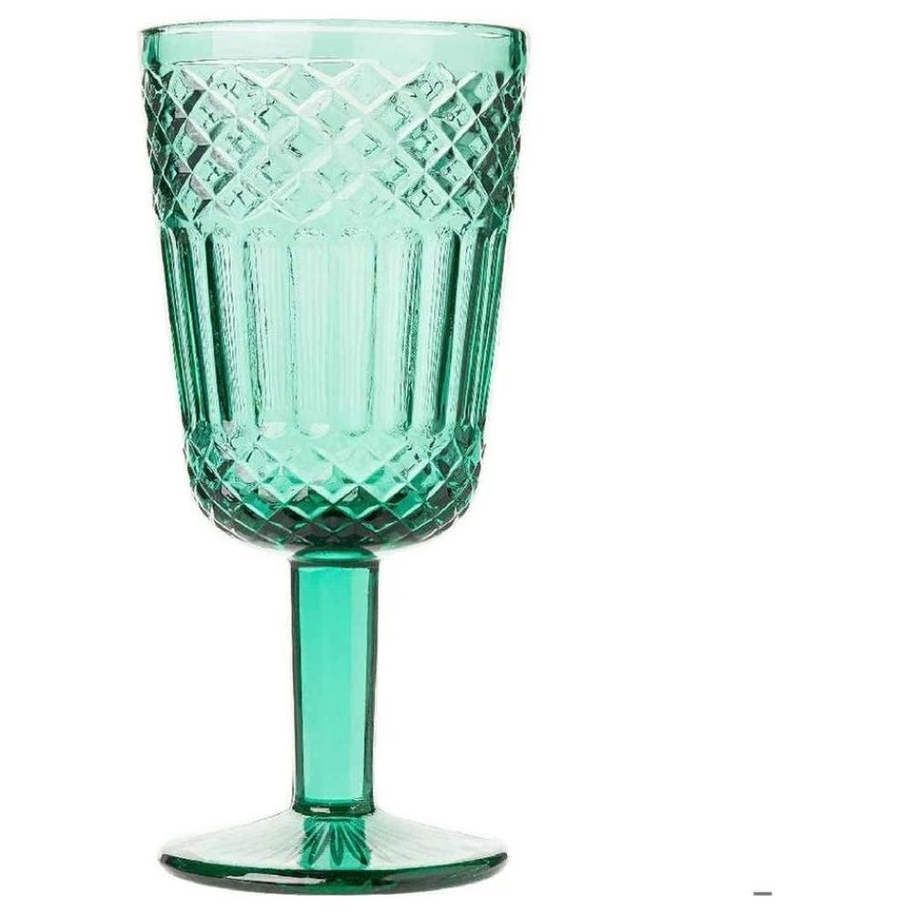 [723038] Verre à Pied Rayé Vert Pastille Kasa 28cl