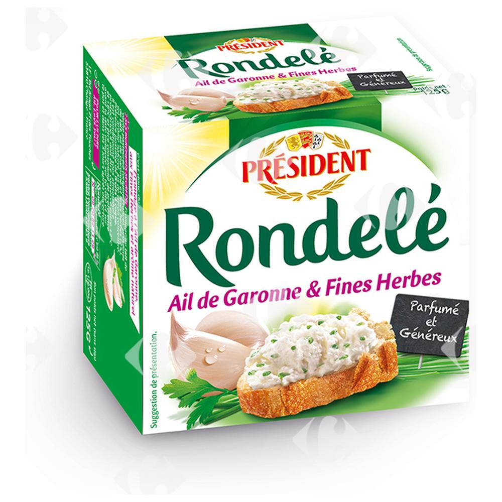 [406131] Fromage Rondelé à l'ail et aux Fines Herbes Président 125g.